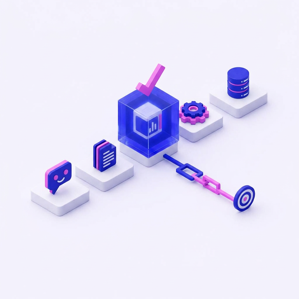 One highlighted AI use case is chosen from several workflow options and connects to a target